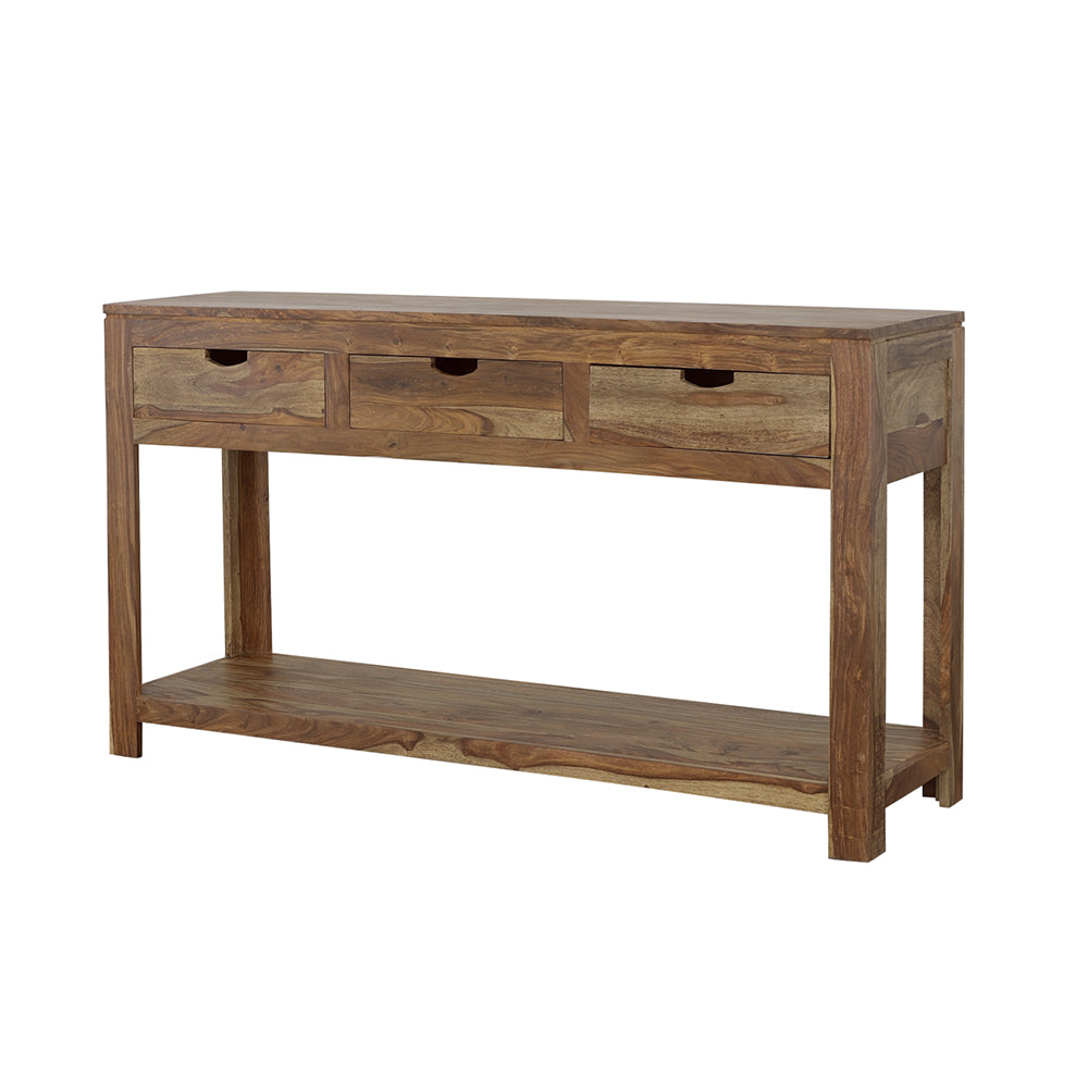 Console Table - Esther 3-drawer Storage Console Table Natural Sheesham