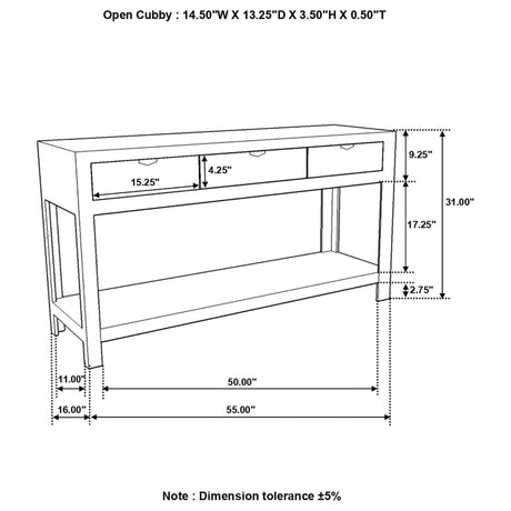 Console Table - Esther 3-drawer Storage Console Table Natural Sheesham