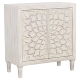 Accent Cabinet - Clarkia Accent Cabinet with Floral Carved Door White