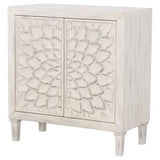 Accent Cabinet - Clarkia Accent Cabinet with Floral Carved Door White