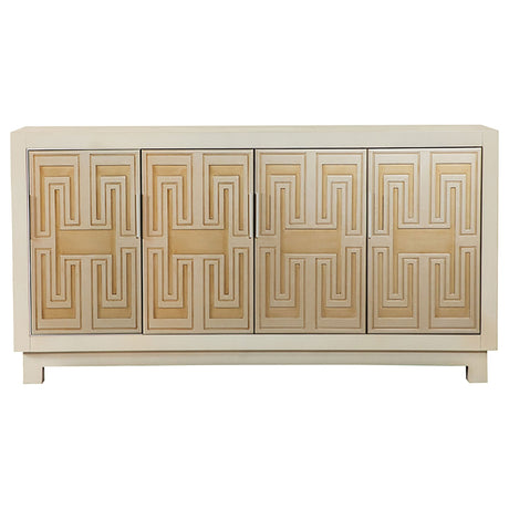 Voula Rectangular 4 - door Accent Cabinet White and Gold - 953416 - image - 1