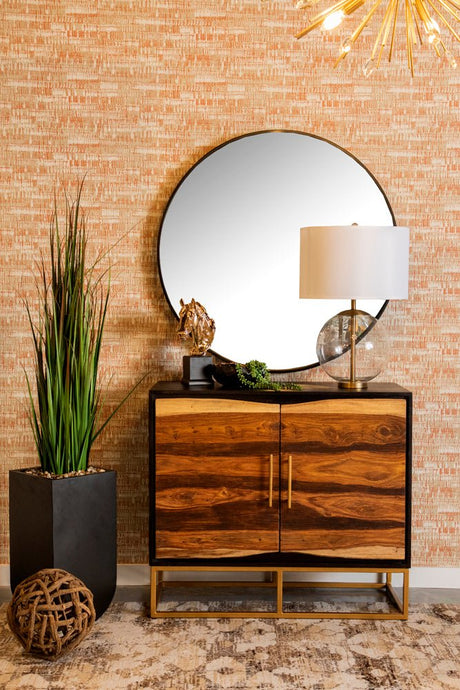 Zara 2 - door Accent Cabinet Black Walnut and Gold | Coaster | Home Elegance USA