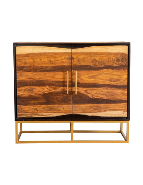 Zara 2 - door Accent Cabinet Black Walnut and Gold | Coaster | Home Elegance USA