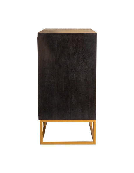 Zara 2 - door Accent Cabinet Black Walnut and Gold | Coaster | Home Elegance USA