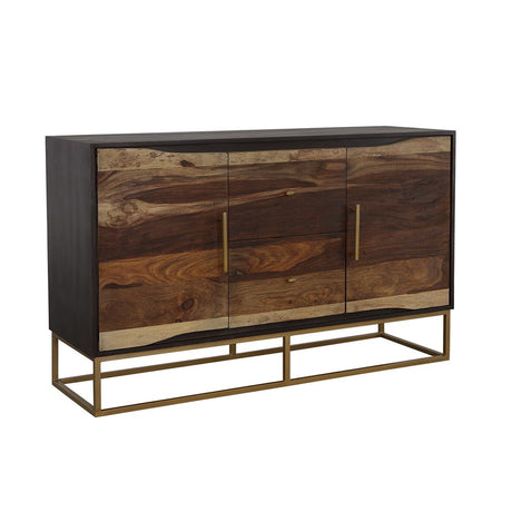 Zara 2 - drawer Accent Cabinet Black Walnut and Gold | Coaster | Home Elegance USA