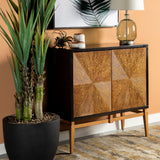 Zira Sunburst 2 - door Accent Cabinet Brown and Antique Gold | Coaster | Home Elegance USA