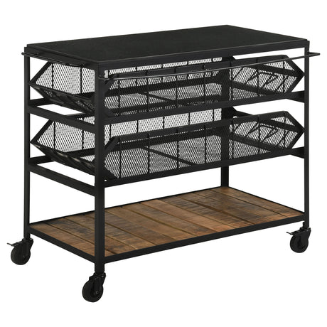 Kitchen Cart - Evander Accent Storage Cart with Casters Natural and Black