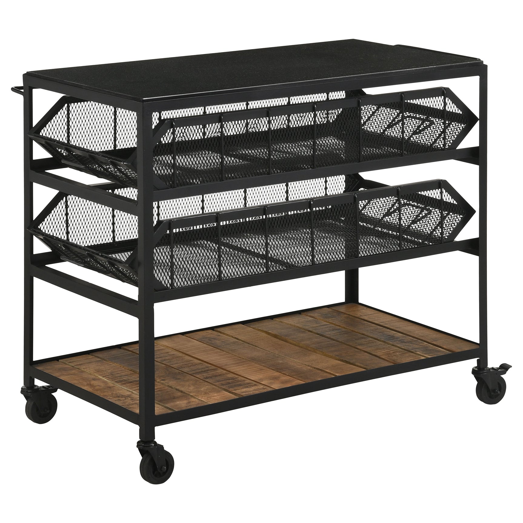 Kitchen Cart - Evander Accent Storage Cart with Casters Natural and Black