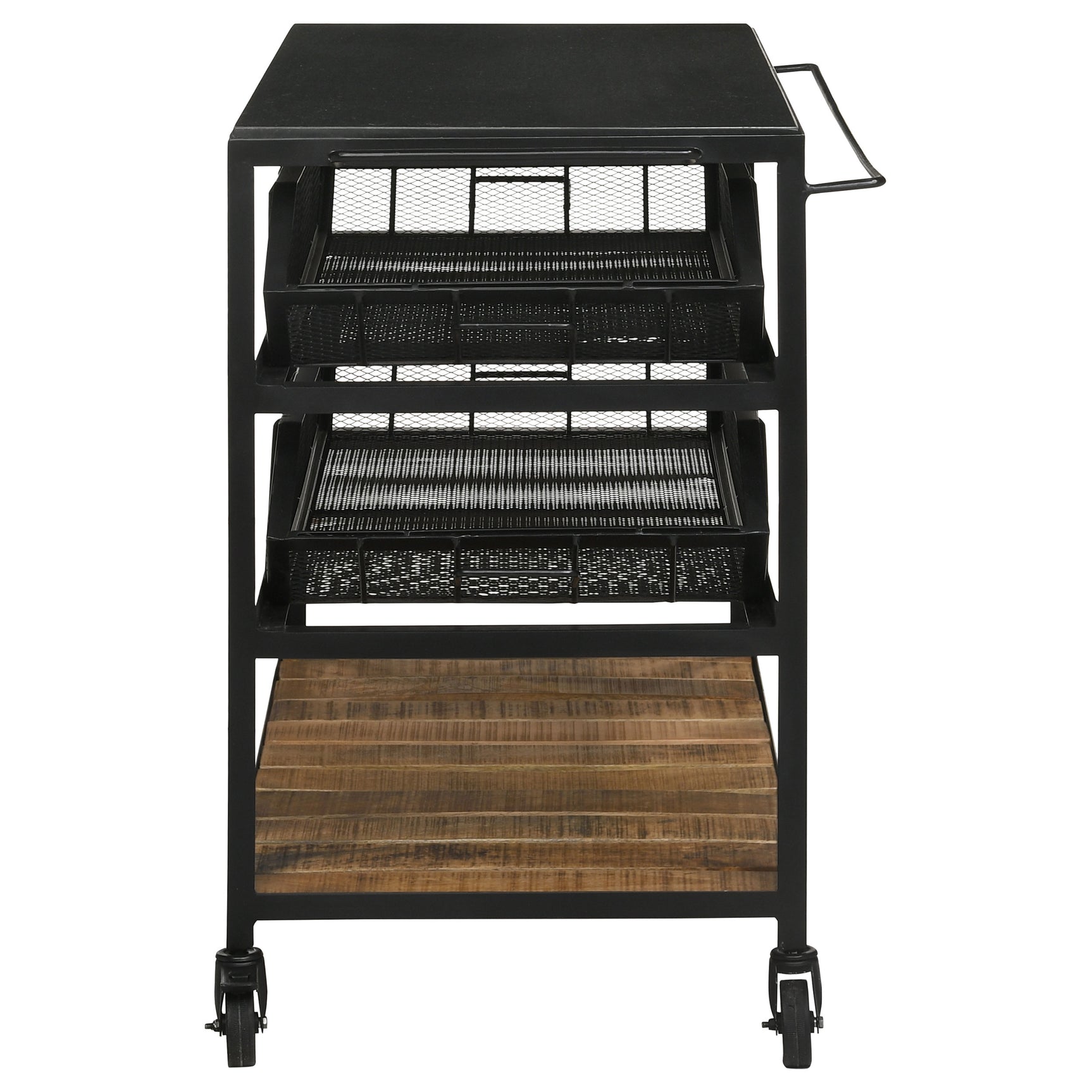 Kitchen Cart - Evander Accent Storage Cart with Casters Natural and Black