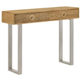 Console Table - Draco Console Table with Hand Carved Drawers Natural