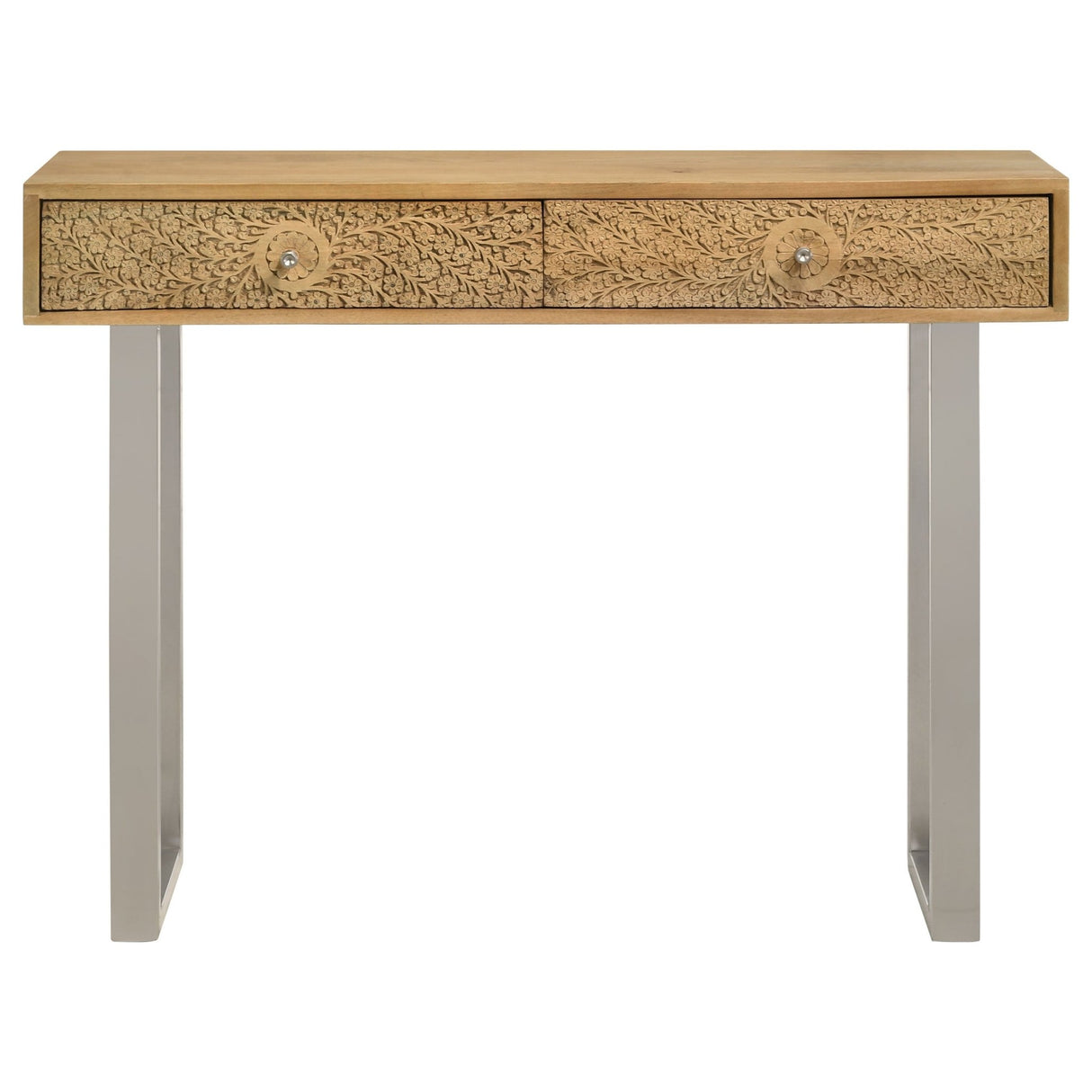 Console Table - Draco Console Table with Hand Carved Drawers Natural