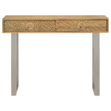 Console Table - Draco Console Table with Hand Carved Drawers Natural