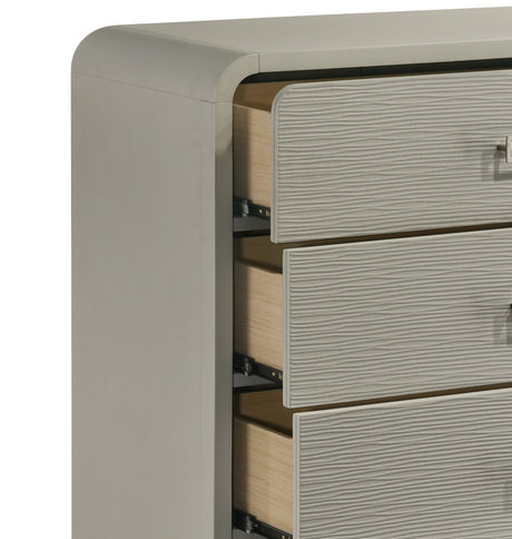 Aria Contemporary Queen 5PC Bedroom Set Modern Storage Bed with Ball Bearing Glide Drawers in Beige - sold by Home Elegance USA