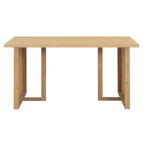 TREXM 7-Piece Farmhouse Dining Table Set for 6 - 59.8' Rectangular Dining Table with Distressed Oak Veneer and 6 Rattan Chairs, Rustic Kitchen Furniture for Dining Room(Natural) - sold by Home Elegance USA