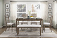 Stylish 6-Piece Dining Table Set with Bench Side Chairs Comfortable Light Brown Finish Wooden Dining Furniture - sold by Home Elegance USA