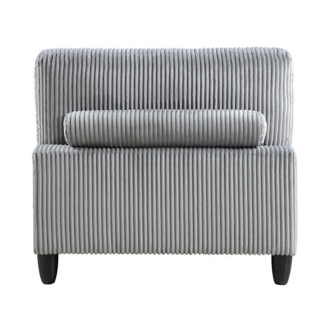 6pc Modular Sectional Set Gray Corduroy Upholstery 3x Armless Chairs 3x Corner Seats Soft Pillows Living Room Furniture - sold by Home Elegance USA