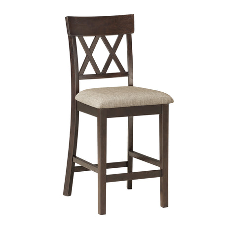 Dark Brown Finish Counter Height Table with Lazy Susan Lower Display Shelf and 6x Counter Height Chairs Contemporary Dining 7pc Set Wooden Furniture - sold by Home Elegance USA