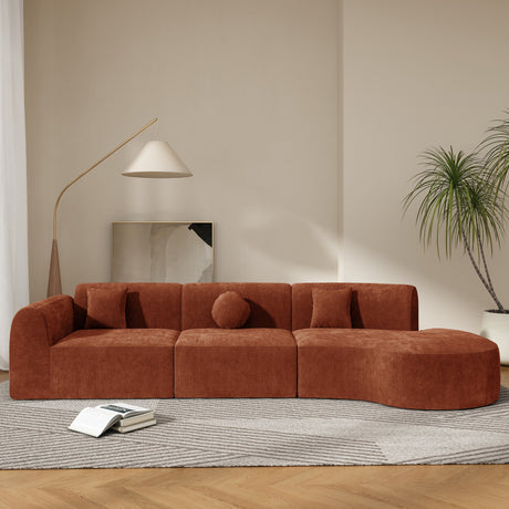 140' Modern Curved Sectional Sofa with High-Density Fully Compressed Sponge and Chaise Lounge, 3-Piece Set, Fully Assembled Right Hand Facing, Perfect for Living Room, Lounge - sold by Home Elegance USA