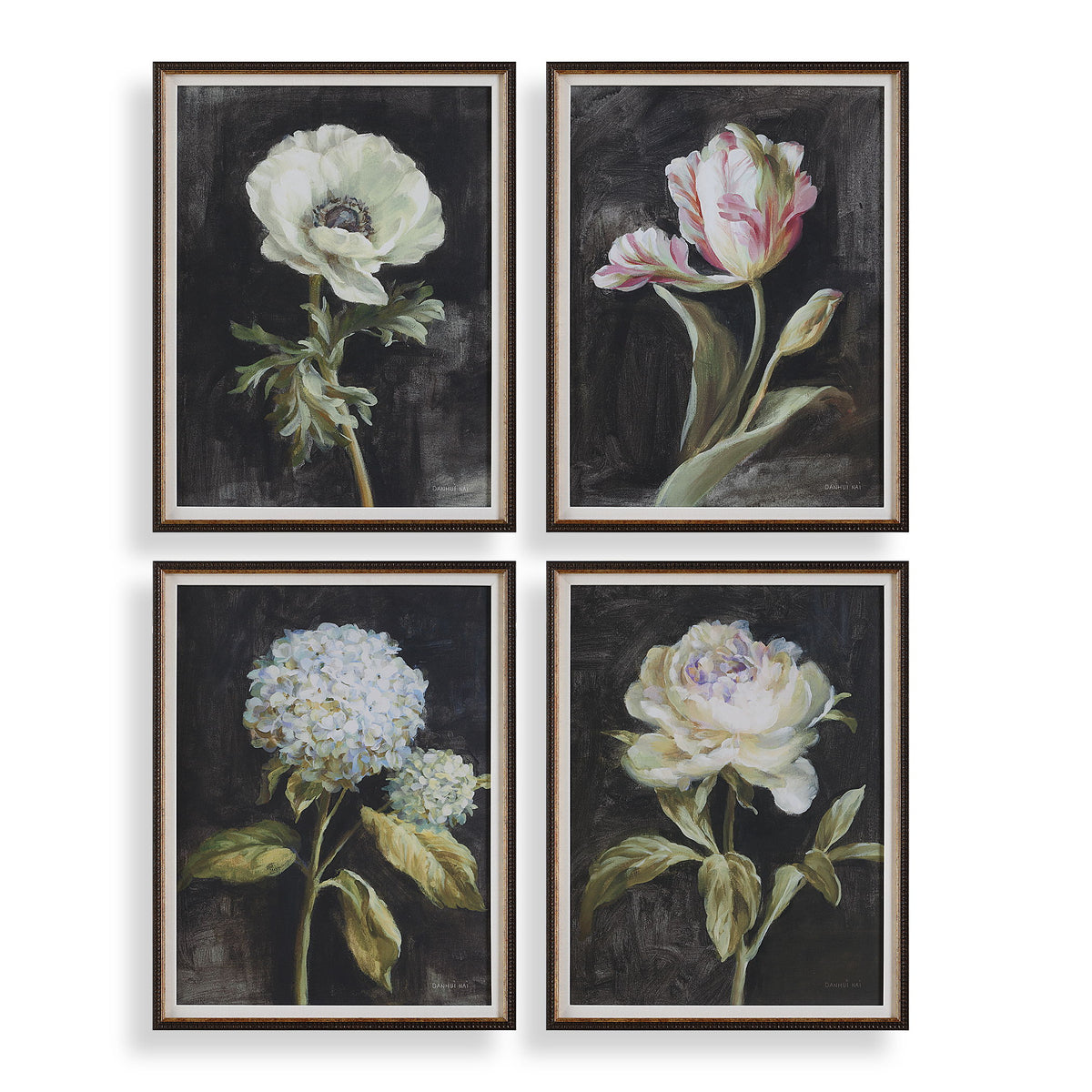 Florals On Black Framed Prints (Set of 4) by Uttermost - View 1