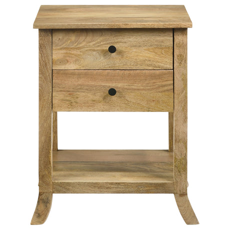 Side Table - Russo 2-drawer Accent Table with Open Shelf Natural Mango