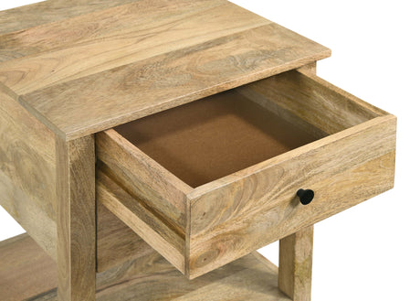 Side Table - Russo 2-drawer Accent Table with Open Shelf Natural Mango