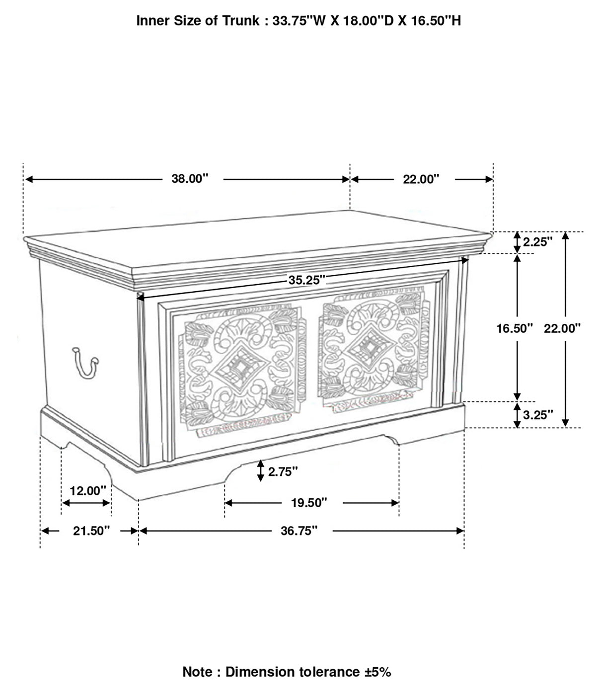 Storage Trunk - Nilay Rectangular Storage Trunk White Washed and Black