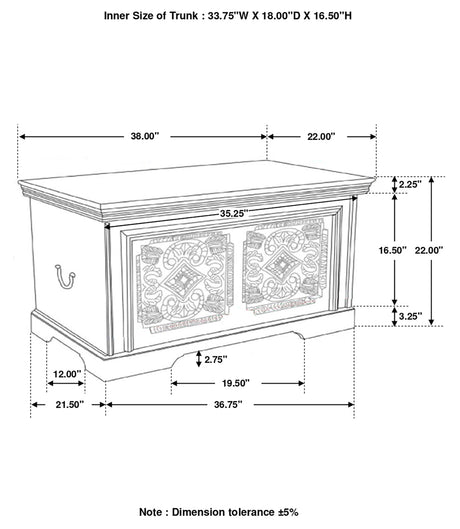 Storage Trunk - Nilay Rectangular Storage Trunk White Washed and Black