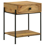 Declan 1 - drawer Accent Table with Open Shelf Natural Mango and Black | Coaster - 959556 - Home Elegance USA - 1