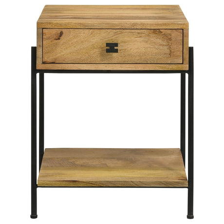 Declan 1 - drawer Accent Table with Open Shelf Natural Mango and Black | Coaster - 959556 - Home Elegance USA - 4