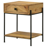 Declan 1 - drawer Accent Table with Open Shelf Natural Mango and Black | Coaster - 959556 - Home Elegance USA - 5