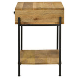 Side Table - Declan 1-drawer Accent Table with Open Shelf Natural Mango and Black