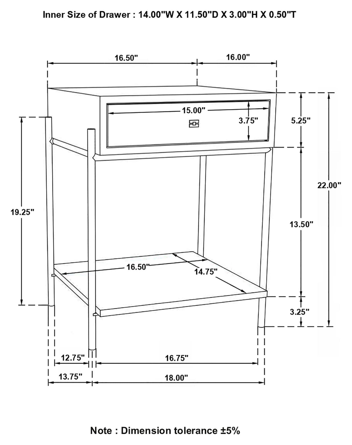 Declan 1 - drawer Accent Table with Open Shelf Natural Mango and Black | Coaster - 959556 - Home Elegance USA - 12