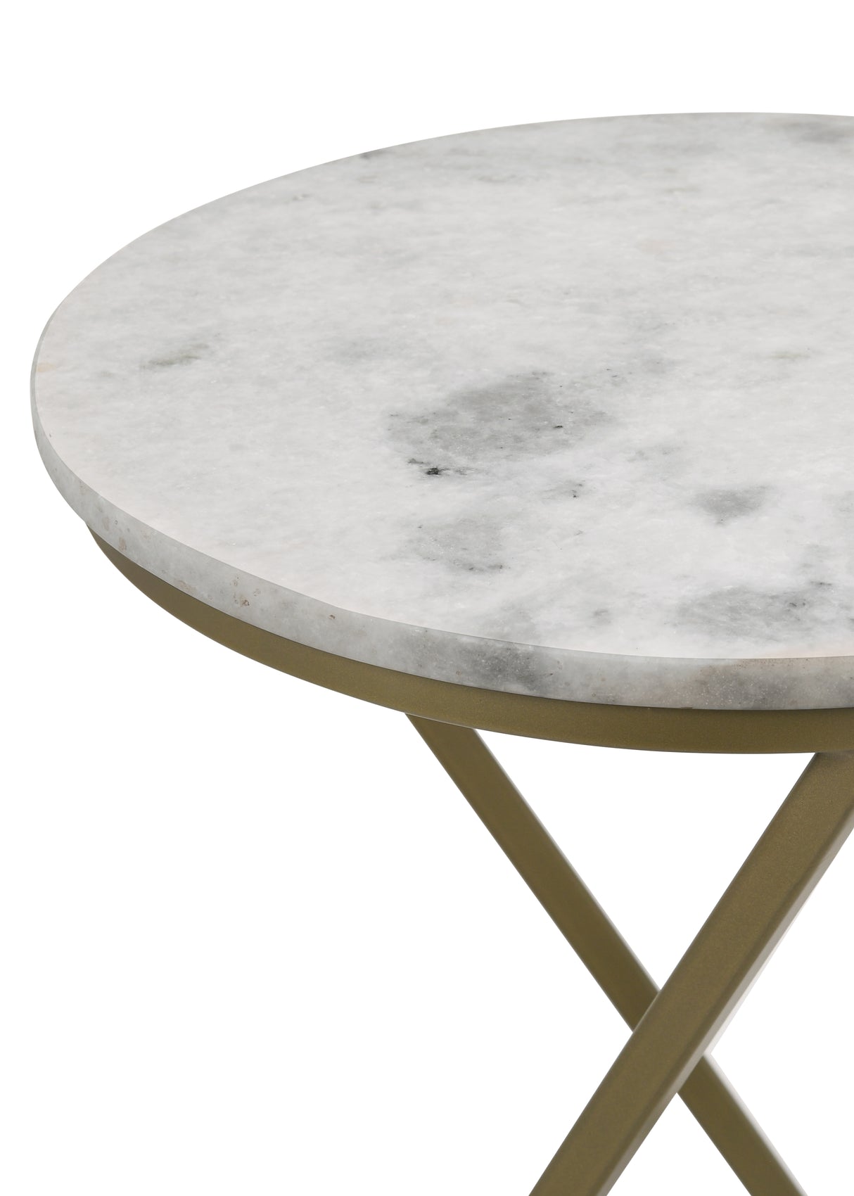 Side Table - Malthe Round Accent Table with Marble Top White and Antique Gold