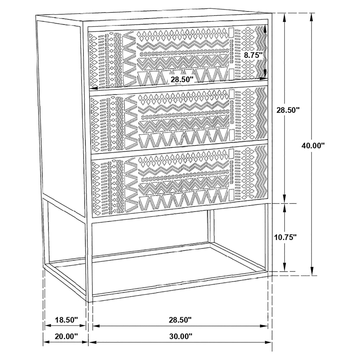 Alcoa 3 - drawer Accent Cabinet | Coaster - 959565 - Home Elegance USA - 15