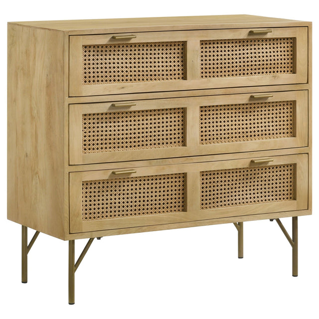 Zamora 3 - drawer Accent Cabinet Natural and Antique Brass - 959579 - image - 1