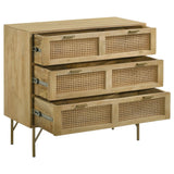 Zamora 3 - drawer Accent Cabinet Natural and Antique Brass - 959579 - image - 3