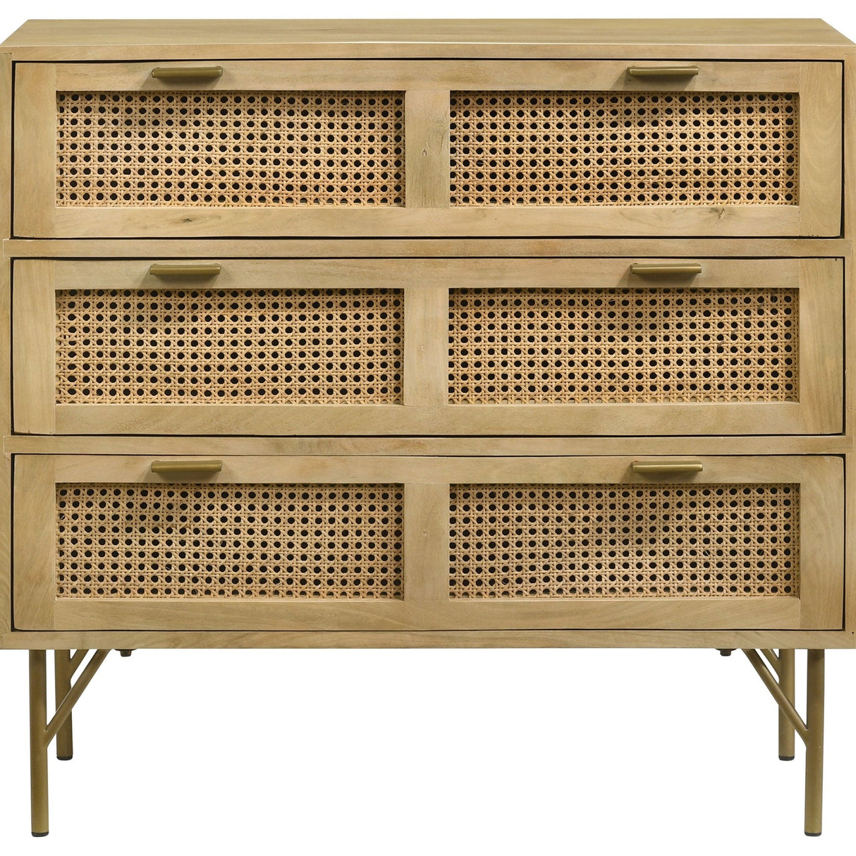 Zamora 3 - drawer Accent Cabinet Natural and Antique Brass | Coaster | Home Elegance USA