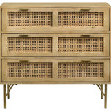 Zamora 3 - drawer Accent Cabinet Natural and Antique Brass | Coaster | Home Elegance USA