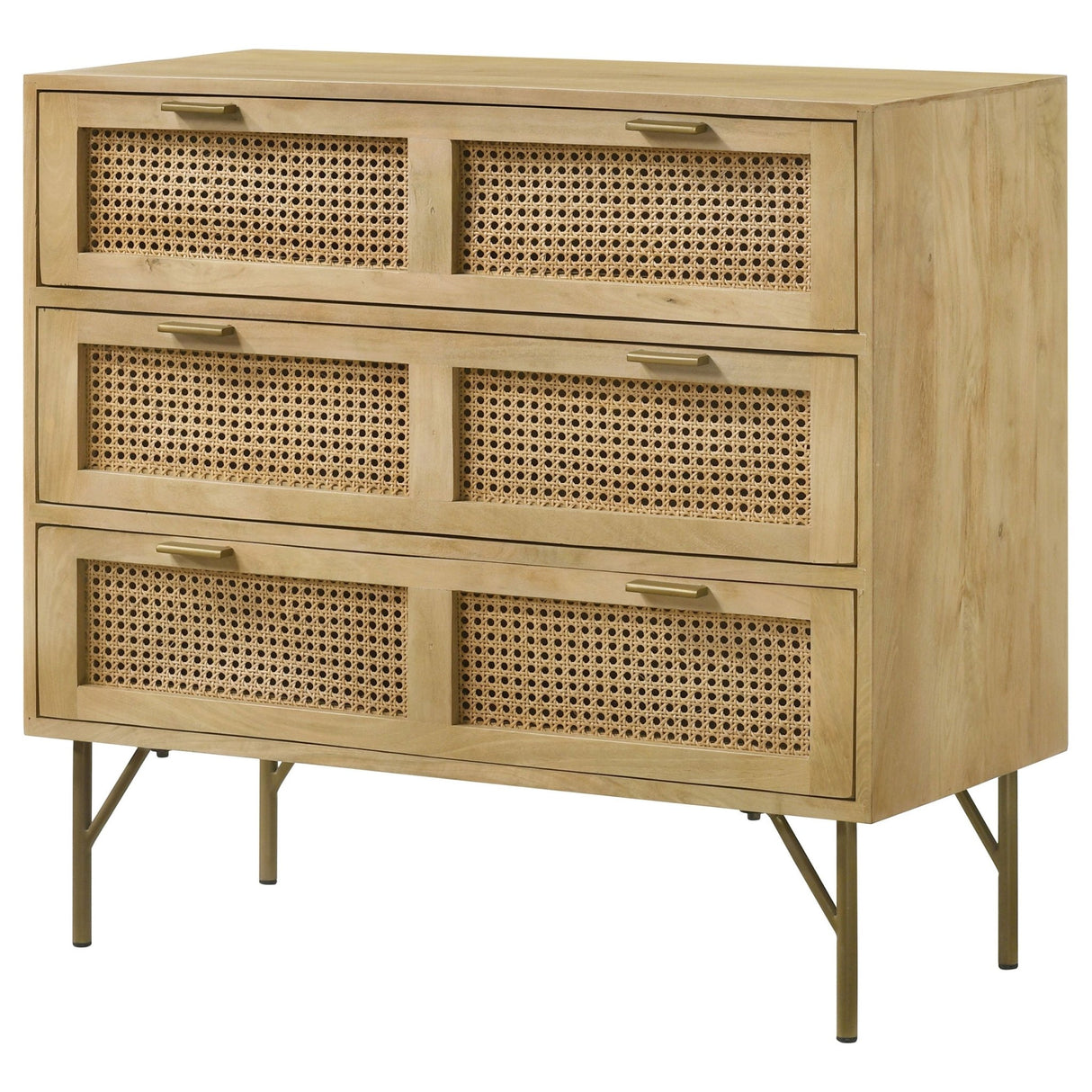 Zamora 3 - drawer Accent Cabinet Natural and Antique Brass - 959579 - image - 5