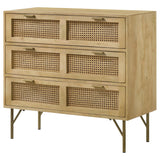 Zamora 3 - drawer Accent Cabinet Natural and Antique Brass | Coaster | Home Elegance USA