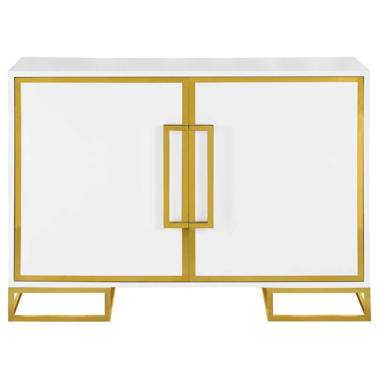 Elsa 2 - door Accent Cabinet with Adjustable Shelves White and Gold - 959594 - image - 2