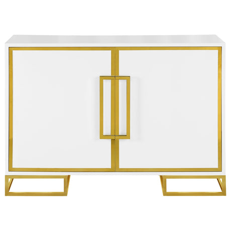 Elsa 2 - door Accent Cabinet with Adjustable Shelves White and Gold | Coaster | Home Elegance USA