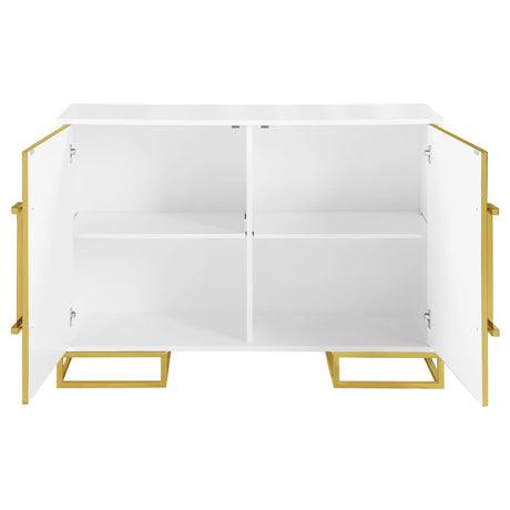 Elsa 2 - door Accent Cabinet with Adjustable Shelves White and Gold | Coaster | Home Elegance USA