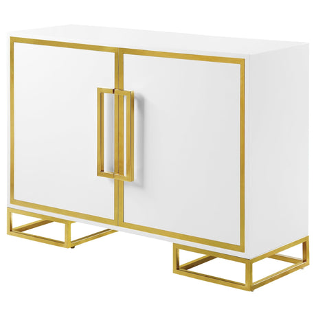 Elsa 2 - door Accent Cabinet with Adjustable Shelves White and Gold | Coaster | Home Elegance USA