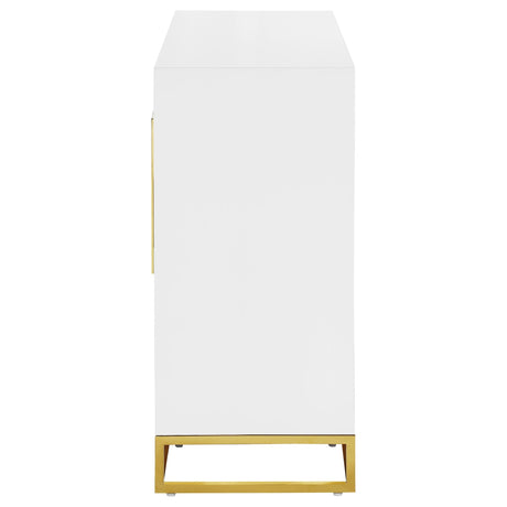 Elsa 2 - door Accent Cabinet with Adjustable Shelves White and Gold | Coaster | Home Elegance USA