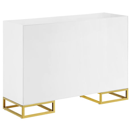Elsa 2 - door Accent Cabinet with Adjustable Shelves White and Gold | Coaster | Home Elegance USA