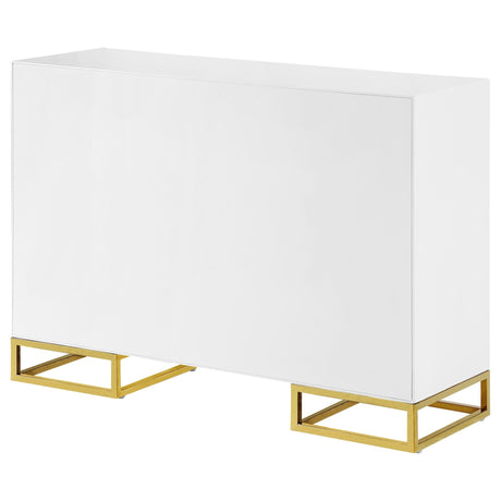 Elsa 2 - door Accent Cabinet with Adjustable Shelves White and Gold | Coaster | Home Elegance USA