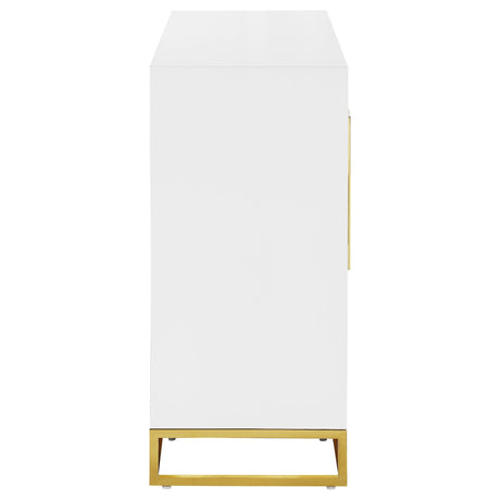 Elsa 2 - door Accent Cabinet with Adjustable Shelves White and Gold | Coaster | Home Elegance USA