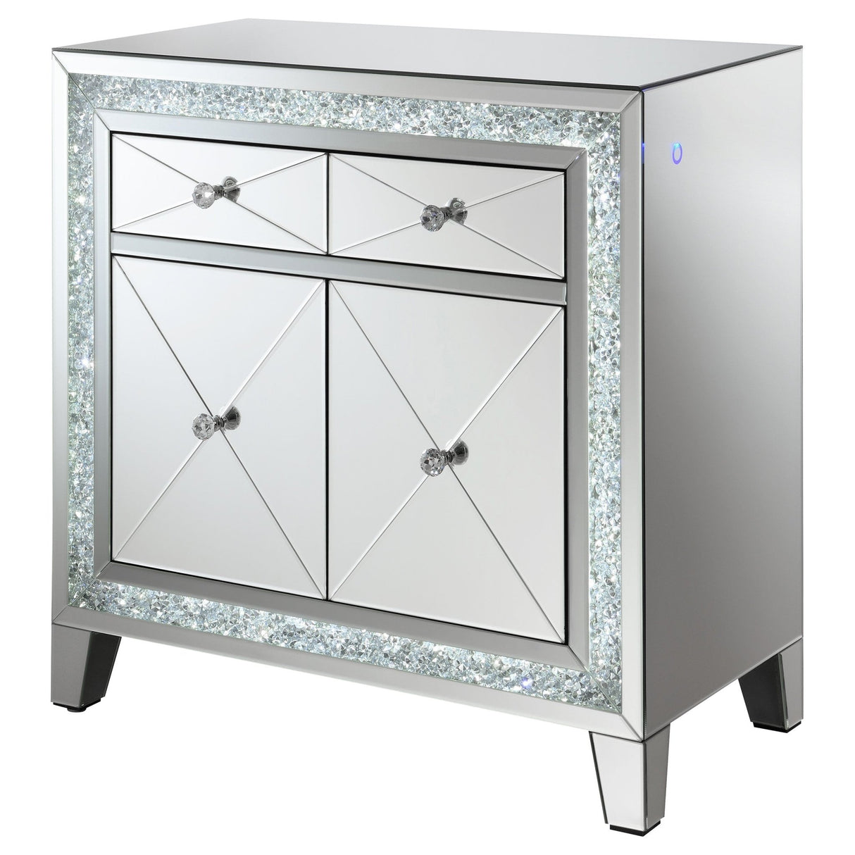 Arwen 2 - drawer Accent Cabinet Clear Mirror with LED Lighting | Coaster | Home Elegance USA