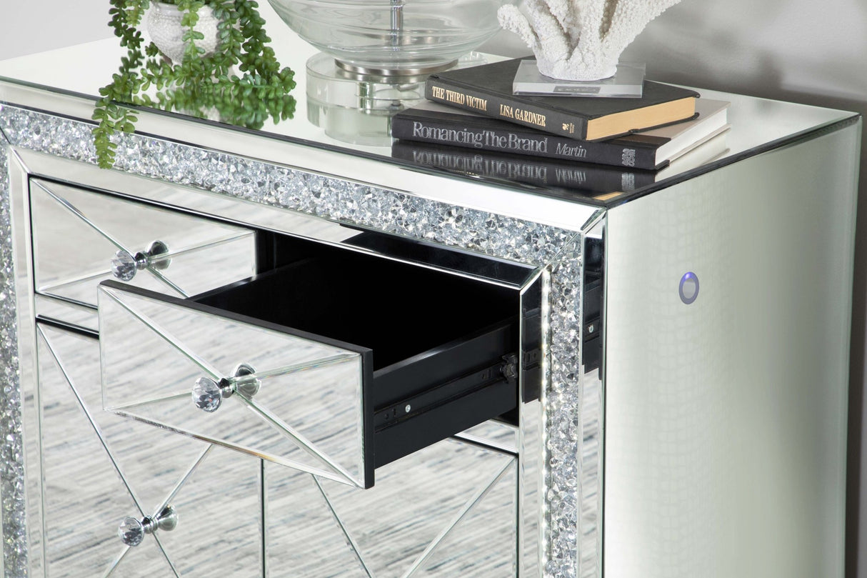 Arwen 2 - drawer Accent Cabinet Clear Mirror with LED Lighting | Coaster | Home Elegance USA